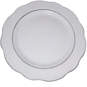 Plates Salad Dessert Bread 5 8 in White Gold Trim With Scalloped Gold Edges New